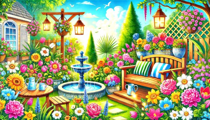 printemps jardin extérieur