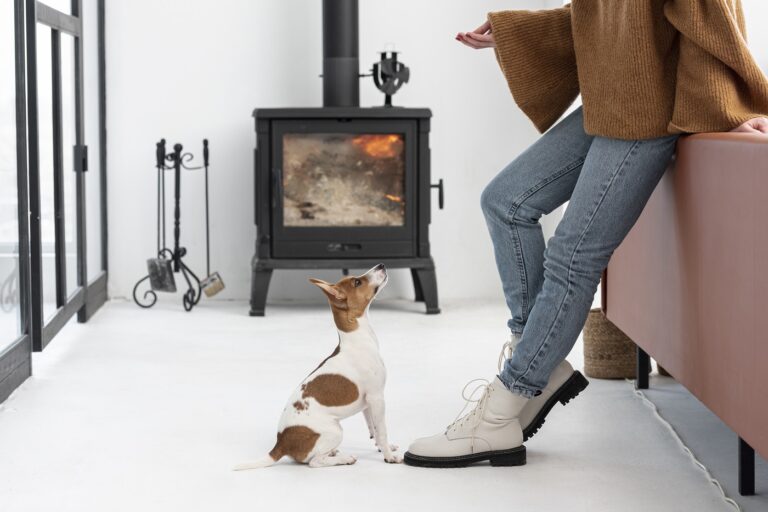 vitre du poêle propre